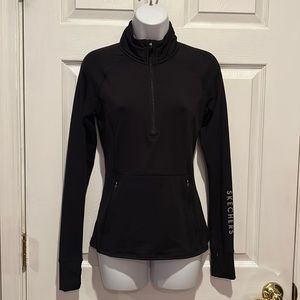 Sketchers Black Athletic Half Zipper Long Sleeve Jacket Sz S
